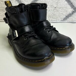 Dr. Martens 1460 Joska Romario Boys US 1 Black Leather Biker Buckle Boots Rare